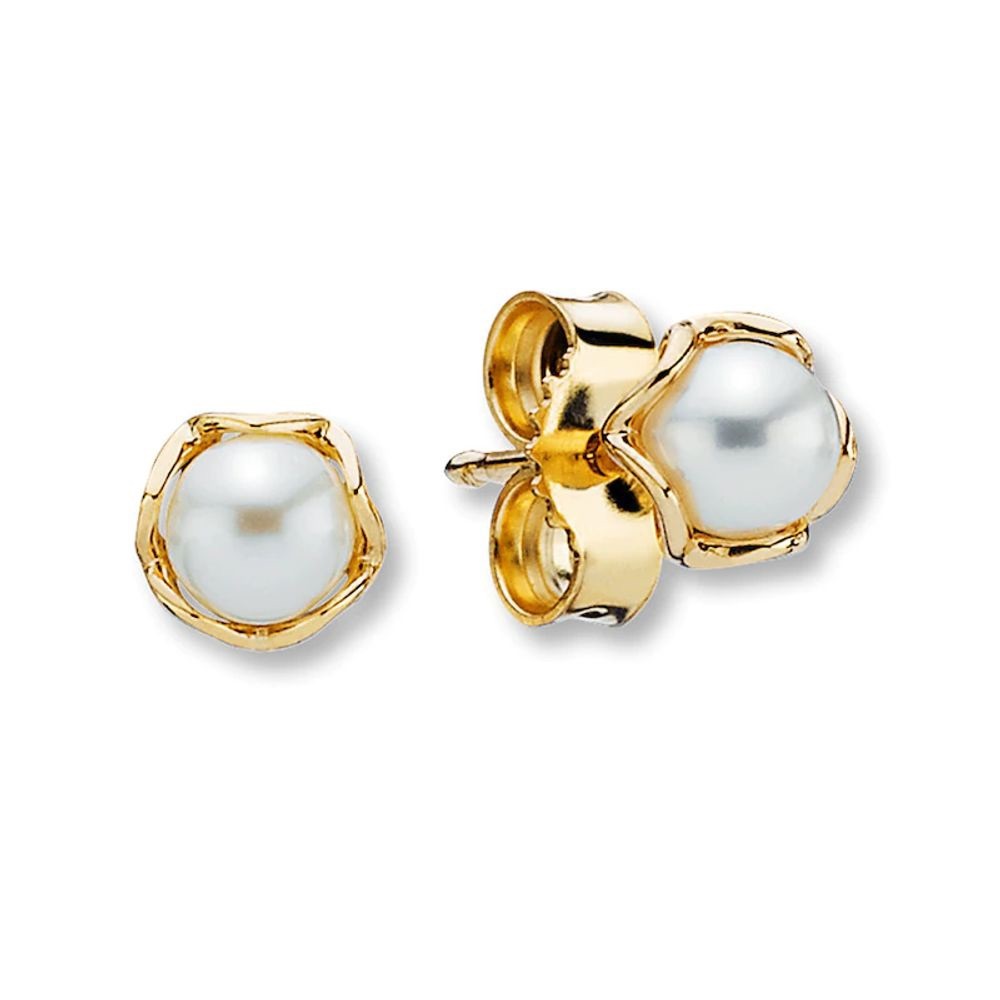 Pandora 14K Gold pearl stud earrings